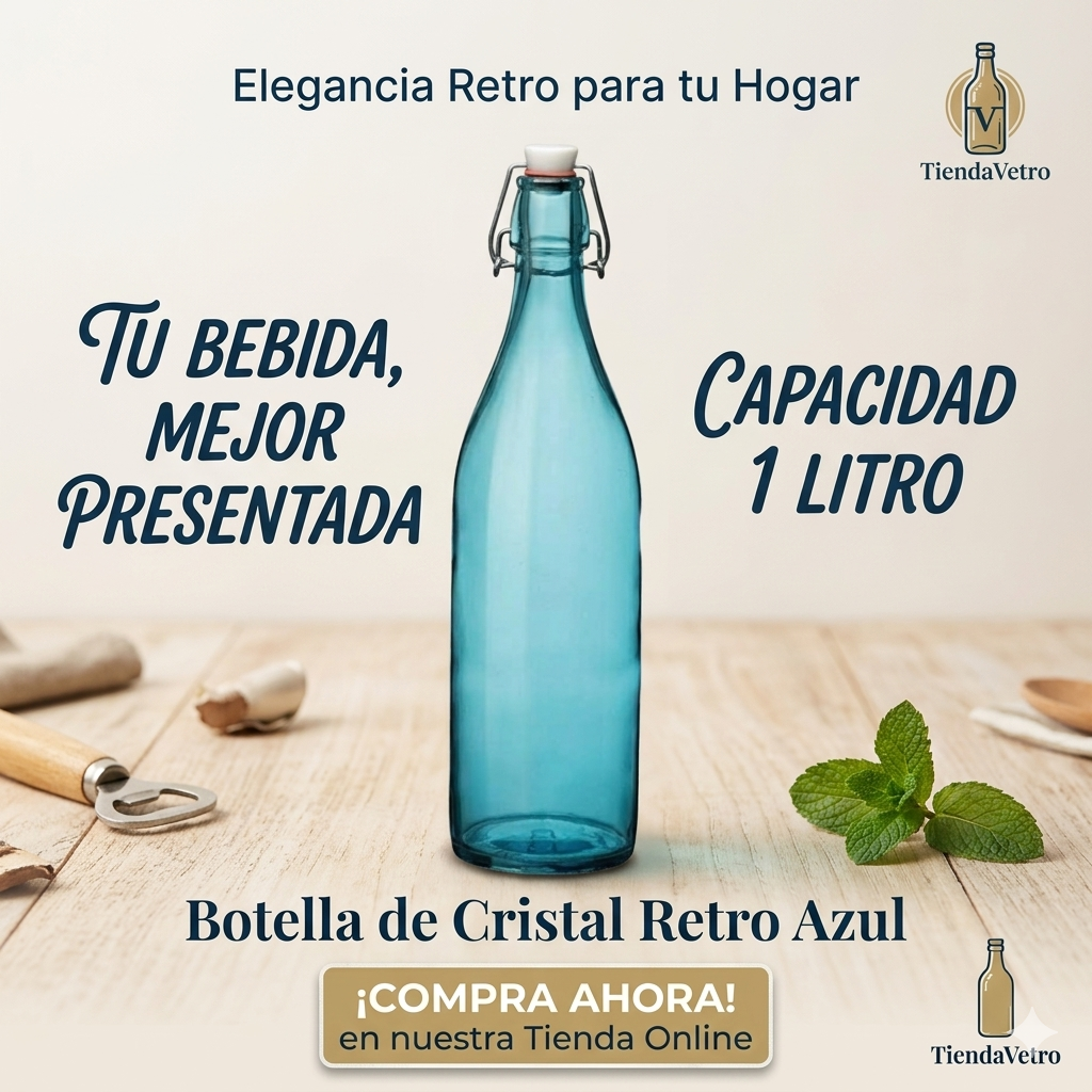 Botella de cristal decorativa 1 Litro