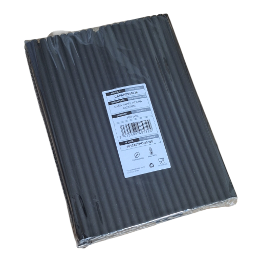 Bolsa de 100 cañitas de papel negras